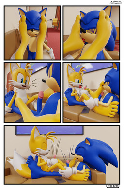 5_fingers 5_toes anthro barefoot big_feet big_penis blue_body blue_eyes bodily_fluids clothing controller cum cum_on_penis cumshot duo ejaculation erection feet fingers foot_fetish foot_lick foot_on_face foot_on_penis foot_play footjob footjob_while_masturbating genital_fluids genitals gloves handwear huge_feet humanoid_feet humanoid_genitalia humanoid_hands humanoid_penis hypnosis licking male male/male masturbation mind_control motion_lines motion_outline nude orgasm path_lines penile penile_masturbation penis plantigrade remote_control sex spiral spiral_eyes text toes tongue tongue_out yellow_body feetymcfoot sega sonic_the_hedgehog_(series) miles_prower sonic_the_hedgehog canid canine eulipotyphlan fox hedgehog mammal 2019 3d_(artwork) absurd_res digital_media_(artwork) hi_res