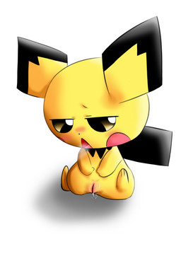 blush bodily_fluids breath female feral genital_fluids genitals panting sitting solo vaginal_fluids vulva yellow_body olihai nintendo pokemon generation_2_pokemon pichu pokemon_(species) absurd_res hi_res