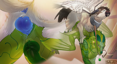 anal anal_penetration animal_genitalia anus blue_anus blue_horn blue_knot blue_penis butt duo erection facial_horn feathered_wings feathers feral feral_on_feral fur genital_slit genitals green_anus green_horn green_knot green_nose_horn green_penis horn knot knotted_penis male male/male membrane_(anatomy) membranous_wings nose_horn penetration penis white_body white_fur wings lilisalad mythology peppermint_(talvi_is_here) dragon furred_dragon furred_scalie mythological_creature mythological_scalie scalie hi_res