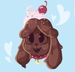 ambiguous_gender anthro boypussydisorder candy cherry collar dairy_products dessert female food fruit original_race plant pudding sludge smile solo sprinkles whipped_cream canid canine food_creature goo_creature humanoid living_candy mammal headshot_portrait hi_res portrait