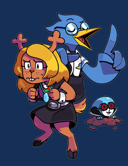 ambiguous_gender anthro antlers beak blonde_hair blue_body blue_feathers bodily_fluids bottomwear clothed clothing cloven_hooves detailed_background dewclaw_hooves eyewear feathers female freckles fur glasses group hair hooves horn machine male open_mouth rubber_hose_style shirt smile tail teeth toony topwear trio unguligrade discount-supervillain banjo-kazooie deltarune rareware undertale_(series) berdly noelle_holiday queen_(deltarune) avian bird bluebird darkner deer humanoid lightner mammal new_world_deer oscine passerine reindeer robot thrush_(bird) alpha_channel digital_drawing_(artwork) digital_media_(artwork) hi_res pixel_(artwork)