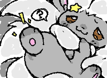 :3 ambiguous_feral ambiguous_gender biped bird's-eye_view brown_eyes closed_smile emanata feet feral foot_focus fur glistening glistening_eyes grey_background grey_body grey_fur half-closed_eyes high-angle_view hindpaw mouth_closed multicolored_body multicolored_fur narrowed_eyes pawpads paws pink_pawpads simple_background smile solo squigglevision star_polygon two_tone_body two_tone_fur white_body white_fur ligma_(artist) nintendo pokemon cinccino generation_5_pokemon pokemon_(species) 2025 animated digital_media_(artwork) flat_colors low_res wigglypaint_(artwork)