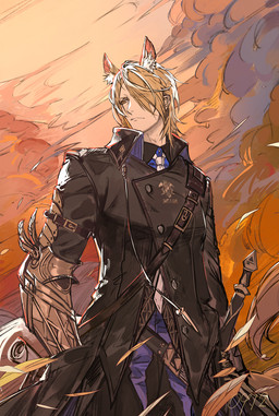 accessory belt black_clothing black_jacket black_topwear blonde_hair clothing cloud hair jacket looking_aside low-angle_view male melee_weapon necktie solo sword tail topwear weapon ryuuzaki_ichi arknights hypergryph studio_montagne mlynar_(arknights) animal_humanoid equid equid_humanoid humanoid mammal mammal_humanoid 2023 digital_media_(artwork)