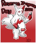 animal_genitalia anthro genitals male simple_background solo text winter_sunshine nintendo pokemon pokemon-specific_day reverse_zangoose_day generation_3_pokemon pokemon_(species) zangoose english_text hi_res shaded simple_shading