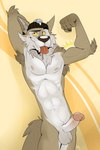 anthro armpit_hair balls body_hair circumcised erection flexing flexing_bicep genitals humanoid_genitalia humanoid_penis male nipples penis solo tongue tongue_out dragondrawer epic_games fortnite wendell_(fortnite) canid canine canis mammal wolf 2:3 absurd_res hi_res