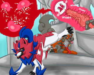 animal_genitalia animal_penis animal_vulva ass_to_ass balls blue_body blue_fur bodily_fluids canine_genitalia canine_penis canine_vulva cervical_penetration cervix claws cum cum_in_uterus cum_in_vagina cum_inside duo erection female female_penetrated feral feral_on_feral feral_penetrated feral_penetrating feral_penetrating_feral fur genital_fluids genitals impregnation knot knot_root knotted_penis knotting looking_back looking_pleasured male male/female male_penetrating male_penetrating_female orange_body orange_fur ovaries ovum penetration penile penile_penetration penis penis_in_vagina purple_eyes raised_leg red_body red_eyes red_fur reverse_doggystyle scarf sex shield shrine sperm_cell tongue tongue_out uterus vaginal vaginal_knotting vaginal_penetration vulva white_body white_fur yellow_eyes freetao nintendo pokemon generation_8_pokemon hero_of_many_battles_zamazenta hisuian_arcanine hisuian_form legendary_pokemon pokemon_(species) regional_form_(pokemon) zamazenta 5:4 hi_res