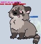 dialogue drugs female feral fur looking_away marijuana paws red_eyes simple_background sitting smoke solo stoned substance_intoxication tail text vaporeon1770 marcy_(burgercat55) mammal procyonid raccoon digital_drawing_(artwork) digital_media_(artwork) english_text meme