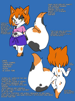 4_fingers 4_toes anthro big_tail blue_background bottomwear butt calico_pattern clothing crop_top eyelashes feet female female_anthro fingers grey_body hair leg_markings markings narrowed_eyes nude orange_body orange_hair pants shirt shortstack simple_background socks_(marking) spots spotted_body stated_adult stated_age stated_sexuality sweatpants tail text toes topwear white_body wide_hipped_female yellow_eyes yozothescribe candi_(yozothescribe) calico_cat domestic_cat felid feline felis mammal 3:4 english_text
