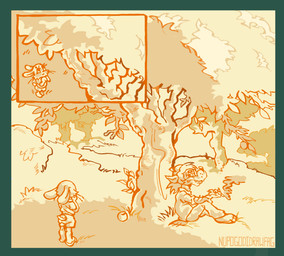 anthro duo food fruit male male/male orange_(fruit) plant tree nupogodidrawfag soyuzmultfilm well_just_you_wait! volk_(wjyw) zayats_(wjyw) canid canine canis lagomorph leporid mammal rabbit wolf