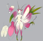 antennae_(anatomy) anthro claws flower genitals lotus_(flower) male multi_limb penis plant solo wings cupic arthropod flower_mantis insect mantis orchid_mantis absurd_res hi_res