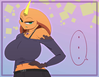 5_fingers anthro belt big_breasts bottomwear bouncing_breasts bra breasts clothing female fingers flashing flashing_breasts fur green_eyes huge_breasts jewelry mature_female multicolored_body necklace non-mammal_breasts orange_body orange_fur pants simple_background solo speech_bubble text topwear two_tone_body underwear pinkshonen bra_strap_showing_(meme) brall_(pinkshonen) alien cobra reptile scalie snake 2026 2d_animation animated hi_res meme no_sound short_playtime video