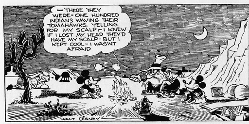 anthro bottomwear cactus clothed clothing dialogue female feral fire footwear gloves group handwear headgear headwear male night open_mouth outside pants plant quadruped sitting text trio floyd_gottfredson roy_nelson disney public_domain mickey_mouse minnie_mouse uncle_mortimer equid equine hybrid mammal mouse mule murid murine rodent 1930 20th_century absurd_res ancient_art black_and_white comic dated english_text hi_res long_image monochrome wide_image