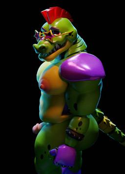 anthro armwear belly big_butt big_muscles big_nipples big_pecs big_yet_small bracelet butt clothing elbow_gloves erect_nipples exhibitionism eyewear genitals glasses gloves green_body hair handwear happy jewelry larger_but_small looking_at_another looking_at_viewer looking_back machine male micropenis mohawk moobs muscular muscular_anthro muscular_humanoid muscular_male muscular_thighs nipples pecs penis red_eyes red_hair reptile_tail seductive sharp_teeth small_penis smile smiling_at_viewer solo tail teeth thick_thighs wearing_glasses snips456fur snips456fur_(modeler) five_nights_at_freddy's five_nights_at_freddy's:_security_breach scottgames steel_wool_studios montgomery_gator alligator alligatorid crocodile crocodilian humanoid reptile robot scalie 3d_(artwork) absurd_res digital_media_(artwork) hi_res