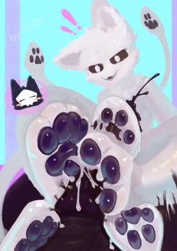 4_fingers 4_toes ambiguous_gender anthro black_body black_cum black_sclera blush bodily_fluids claws colored_cum cum duo exclamation_point feet fingers first_person_view foot_fetish foot_focus foot_play footjob fur genital_fluids genitals glistening glistening_body glistening_pawpads goo_drip grey_body hair knot latex latex_body latex_cum latex_skin liquid_latex male male/male mask multi_arm multi_limb open_mouth pawpads paws penile penis sex simple_background slime tail tentacle_sex tentacles toe_claws toes unusual_bodily_fluids unusual_cum unusual_genital_fluids white_body white_eyes white_fur white_goo white_hair white_mask falni changed_(video_game) puro_(changed) squid_dog_(changed) aquatic canid canine canis cephalopod coleoid dark_latex decapodiform domestic_dog fish goo_creature hybrid latex_creature living_latex mammal mollusk wolf hi_res watermark