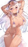 belly_dancer big_breasts bikini breasts cleavage clothed clothing ear_piercing ear_ring female gem hair humanoid_pointy_ears jewelry not_furry piercing pointy_ears purple_eyes ring_piercing skimpy solo swimwear translucent translucent_clothing two-piece_swimsuit white_hair sora72iro_kaba9 elf humanoid hi_res