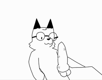 animal_genitalia animal_penis anthro balls big_penis bodily_fluids canine_genitalia canine_penis cum cumshot ejaculation erection excessive_cum excessive_genital_fluids excessive_precum eyewear femboy genital_fluids genitals glasses hands-free huge_penis knot leaking_precum lying male nerd nude penis precum solo throbbing throbbing_balls throbbing_knot throbbing_penis vein veiny_balls veiny_knot veiny_penis wearing_glasses foxfreeguy roddy_(foxfreeguy) canid canine fox mammal absurd_res animated hi_res monochrome