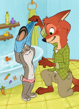 adult_on_toddler adult_on_young age_difference anthro aroused aroused_by_another aroused_face aroused_male aroused_smile assisted_undressing bathroom bathtub bite biting_lip biting_own_lip bodily_fluids bottomwear bulge claw_foot_bathtub clothed clothing duo erection erection_under_clothing eyes_closed featureless_chest feet female fingers fur genital_fluids grey_body grey_fur loli male male/female navel panties panties_only pants precum precum_through_clothing rubber_duck self_bite shirt smile sweat sweatdrop tail toddler toes topless topless_anthro topless_female topwear underwear underwear_only undressing water wet wet_clothing young young_anthro young_female hareluca disney zootopia judy_hopps nick_wilde canid canine european_rabbit fox lagomorph leporid mammal oryctolagus rabbit red_fox true_fox absurd_res digital_media_(artwork) hi_res story story_in_description