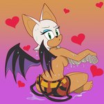 anthro bottomwear breasts clothed clothing female hotpants shorts side_boob solo suspenders topless wet kamikiller one_piece sega sonic_the_hedgehog_(series) jewelry_bonney rouge_the_bat bat mammal 1:1 hi_res