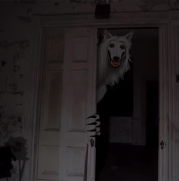 ambiguous_gender anthro big_pupils black_claws claws dilated_pupils door doorway finger_claws first_person_view fur hair hunched_over inside looking_at_viewer pupils realistic showing_teeth snout solo solo_focus standing stare tall teeth teratophilia white_body white_fur white_hair quite_fond_of_geckos mythology canid canine mammal mythological_canine mythological_creature werecanid werecanine werecreature werewolf 2025 digital_media_(artwork) hi_res