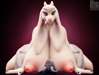 anthro big_breasts big_nipples biped breast_smother breasts claws dominant duo eyelashes female finger_claws floppy_ears fluffy fur genitals gradient_background grey_body grey_fur hands_on_hips horn huge_breasts huge_nipples hyper hyper_breasts leaning leaning_forward long_ears male male/female nipples nude pink_nipples pinned pinned_to_ground purple_eyes red_background simple_background size_difference slightly_chubby smothering solo_focus white_body white_fur picti deltarune undertale undertale_(series) toriel boss_monster_(undertale) bovid canid canine canis caprine goat mammal wolf 3d_(artwork) digital_media_(artwork) hi_res signature
