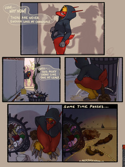 alley anthro bodily_fluids clothing crouching dialogue feces feces_pile flies_for_smell genital_fluids hoodie male peeing solo text time_skip topwear trash urine urine_stain watersports smellyroob nintendo pokemon ember_(blazikem) blaziken generation_3_pokemon pokemon_(species) 3:4 absurd_res comic english_text hi_res
