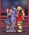 anthro asian_clothing bdsm belt_bondage bondage bound chinese_clothing chinese_dress clothing crescent_moon dress ears_down east_asian_clothing female fireworks gag group holidays moon narrowed_eyes panel_gag pivoted_ears trio nivek15 activision chinese_new_year disney spyro_the_dragon zootopia bianca_(spyro) judy_hopps viola_(azura_the_dragoness) lagomorph leporid mammal rabbit absurd_res hi_res