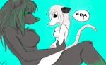 anthro duo female female/female scared size_difference tail dr_emery malkili american_opossum canid canine canis mammal marsupial virginia_opossum wolf 16:10 widescreen