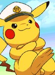 balls clothing crossed_arms feet feral foot_focus genitals hat headgear headwear male paws solo mincheeto nintendo pokemon captain_pikachu generation_1_pokemon pikachu pokemon_(species)