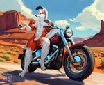 animal_genitalia anthro black_hair desert fully_sheathed fur genitals hair male male_anthro motorcycle nude_anthro nude_male outside penis pink_eyes red_body red_fur sheath solo vehicle white_body white_fur white_hair ainys harley_davidson nintendo pokemon generation_7_pokemon lycanroc midnight_lycanroc pokemon_(species) hi_res