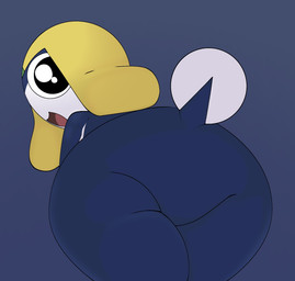 anthro big_butt black_body butt butt_focus clothing featureless_butt featureless_crotch hat hat_only headgear headgear_only headwear headwear_only huge_butt looking_at_viewer looking_back male male_anthro mostly_nude nude null open_mouth presenting presenting_hindquarters shortstack shortstack_male simple_background solo tail thick_thighs tongue wide_hips woopyy sgt._frog tamama alien amphibian frog 2025 digital_media_(artwork) hi_res