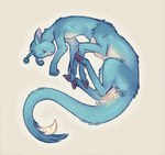 alien andalite animorphs aximili-esgarrouth-isthill blue_body blue_fur c_rowles_(artist) curled_up eyes_closed eyestalks fetal_pose fur hooves lying male on_side sleeping solo stinger_tail taur