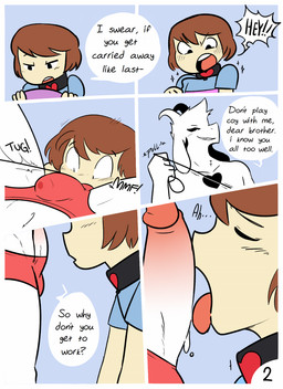 anthro bedroom_eyes black_sclera blush bodily_fluids bulge clothed clothing collar dialogue dominant dominant_male duo erection eyes_closed foreskin fur genital_fluids genitals hair half-closed_eyes heart_symbol holding_leash holding_object horn human_on_anthro humanoid_genitalia humanoid_penis interspecies kneeling leash leash_pull licking long_ears male male/male narrowed_eyes open_mouth oral partially_clothed penile penis penis_lick penis_poking_out precum seductive sex simple_background smile speech_bubble standing submissive submissive_male text tongue tongue_out tuft underwear white_body white_fur dezz undertale undertale_(series) asriel_dreemurr_(god_form) frisk_(undertale) boss_monster_(undertale) bovid caprine human mammal 2016 comic digital_media_(artwork) english_text
