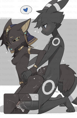 5_fingers anthro anthro_on_anthro anthro_penetrated anthro_penetrating anthro_penetrating_anthro anus areola biped black_body black_fur black_hair black_sclera black_tail blue_eyes blush breasts butt duo erection female female_penetrated fingers fur genitals hair kneeling male male/female male_penetrating male_penetrating_female nipples nude nude_anthro nude_female nude_male penetration penile penile_penetration penis penis_in_vagina pokemorph sex side_view simple_background standing standing_sex tail vaginal vaginal_penetration vulva yellow_eyes kaltespur nintendo pokemon sky_(umbry_sky) canid canine eeveelution generation_2_pokemon mammal pokemon_(species) umbreon 2025 absurd_res digital_drawing_(artwork) digital_media_(artwork) distracting_watermark hi_res watermark