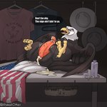 4th_of_july accipitrid accipitriform american_flag animal_genitalia asmallotter avian avian_feet big_penis bird bodily_fluids cloaca cloacal_penis clothing cowboy_hat cum cum_drip cum_in_cloaca cum_inside cum_on_penis dialogue dripping droplets eagle english_text feathered_wings feathers feet feral free_use furniture genital_fluids genitals hat headgear headwear hi_res holidays inviting lube lube_bottle lube_drip male motion_lines on_display on_table penis presenting presenting_penis profanity shirt sign sitting sitting_on_table solo speech_bubble store t-shirt table tail tail_feathers talons tapering_penis text text_on_clothing text_on_shirt text_on_topwear toes tongue topwear united_states_of_america vendor_stand wings