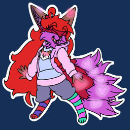 5_tails ahoge anthro big_hair blue_bottomwear blue_clothing blue_footwear blue_hoodie blue_shorts blue_socks blue_topwear bottomwear breasts brown_clothing brown_ears brown_hoodie brown_topwear clothed clothing eyelashes eyes_closed fangs footwear fur green_clothing green_footwear green_socks hair heart_(marking) hoodie long_hair markings multi_tail pink_body pink_clothing pink_ears pink_footwear pink_fur pink_hoodie pink_socks pink_tail pink_topwear purple_body purple_fur purple_inner_ear purple_tail red_clothing red_footwear red_hair red_socks shorts socks tail teeth topwear white_clothing white_hoodie white_topwear robynsnowyfoxxo robyn_(robynsnowyfoxxo) canid canine felid fox hybrid mammal prehistoric_species saber-toothed_tiger 1:1 2020 alpha_channel demigirl_(lore) nonbinary_(lore) trans_(lore) trans_woman_(lore)