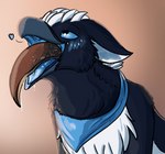 ambiguous_gender ambiguous_pred anthro anthro_pred anthro_prey beak black_body black_eyebrows black_eyes black_feathers blue_kerchief blue_neckerchief blue_sclera blush bodily_fluids brown_body brown_fur brown_tail drooling duo eyebrows feathers flustered fur grey_beak head_first heart_symbol kerchief kerchief_only male male_focus male_pred mostly_nude multicolored_body multicolored_feathers neckerchief neckerchief_only neckwear open_beak open_mouth oral_vore partially_inside saliva side_view simple_background soft_vore solo_focus swallowing tail tan_background two_tone_body two_tone_feathers vore white_body white_feathers magpie_magnetism fang_(magpie_magnetism) flynn_(chawkolate) avian bird corvid magpie_(corvid) mammal mustelid oscine otter passerine 2021 absurd_res digital_media_(artwork) hi_res shaded