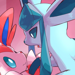 ambiguous/ambiguous ambiguous_feral ambiguous_gender blue_eyes blush duo eye_contact feral feral_on_bottom feral_on_feral feral_on_top flustered leg_markings looking_at_another lying markings on_back on_top open_mouth pink_background scrunchy_face side_view simple_background socks_(marking) wide_eyed makotoo nintendo pokemon eeveelution generation_4_pokemon generation_6_pokemon glaceon pokemon_(species) sylveon 1:1 2017 colored_sketch sketch