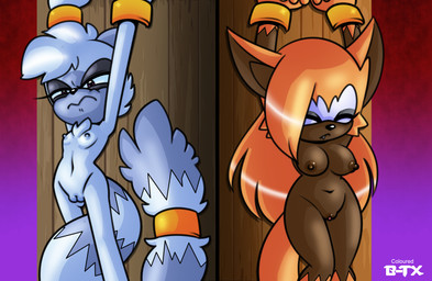anthro arms_above_head arms_tied bound brown_body brown_fur duo eyes_closed female female_anthro forced forced_exposure fur genitals nipples nude nude_female submissive submissive_anthro submissive_female tail tail_tied vulva white_body white_fur yellow_body yellow_fur bladetigerx hyoumaru idw_publishing kuroinu:_kedakaki_seijo_wa_hakudaku_ni_somaru sega sonic_the_hedgehog_(comics) sonic_the_hedgehog_(idw) sonic_the_hedgehog_(series) tangle_the_lemur whisper_the_wolf canid canine canis lemur mammal primate ring-tailed_lemur strepsirrhine wolf hi_res