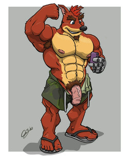 abs anthro armpit_hair armpit_tuft aroused aroused_male barazoku biceps big_muscles big_pecs blue_eyes body_hair border bottomwear brown_armpit_hair brown_eyebrows brown_facial_hair brown_goatee brown_pubes calf_muscles camo camo_bottomwear camo_clothing camo_print camo_shorts cellphone clothed clothing drawstring drawstring_bottomwear drawstring_clothing drawstring_shorts electronics erection eyebrows facial_hair flexing flexing_bicep flexing_muscles flip_flops footwear fur genitals goatee green_bottomwear green_clothing green_shorts grey_background grin hair holding_cellphone holding_object holding_phone male manly muscular muscular_anthro muscular_arms muscular_male muscular_thighs nipples open_bottomwear open_clothing open_shorts orange_body orange_fur pattern_bottomwear pattern_clothing pattern_shorts pecs penis phone pink_penis pose presenting presenting_body presenting_pecs presenting_penis pubes raised_arm red_hair sandals selfie shadow shoes shorts showing_off_muscles simple_background smile solo standing taking_picture taking_selfie thick_arms thick_eyebrows thick_thighs topless topless_anthro topless_male tough_guy vein veiny_penis white_border yellow_body yellow_fur chestnuts_(artist) activision crash_bandicoot_(series) crunch_bandicoot bandicoot mammal marsupial 2026