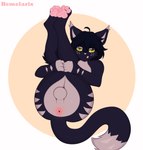 anthro anus balls butt feet femboy fur genitals hair legs_up looking_at_viewer male nude pawpads paws presenting simple_background smile solo tail tongue tongue_out y_anus hemelarix domestic_cat felid feline felis mammal digital_media_(artwork) hi_res