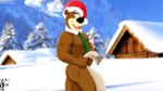 anthro biped black_nose blurred_background brown_body brown_fur butt christmas_clothing christmas_headwear clothing eyebrows fur green_necktie hat headgear headwear holding_sack holidays male mostly_nude mostly_nude_anthro mostly_nude_male muscular muscular_anthro muscular_male necktie open_mouth open_smile raised_eyebrow sack santa_hat smile solo standing tan_body tan_fur tongue fabfelipe christmas hanna-barbera yogi_bear yogi_bear_(character) bear mammal 2011