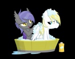 basin bat_wings bathing blonde_hair blue_eyes duo female feral hair male membrane_(anatomy) membranous_wings pupils purple_hair shampoo simple_background slit_pupils transparent_background wet wings goatanimedatingsim hasbro my_little_pony mythology cloud_skipper_(mlp) fan_character midnight_blossom equid equine mammal mythological_creature mythological_equine pegasus thestral 2013 alpha_channel hi_res