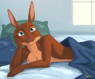 anthro arm_support arms_bent bed bed_sheet bedding big_breasts blue_eyes breasts brown_body brown_ears brown_eyebrows brown_fur casual_nudity closed_smile collarbone convenient_censorship countershade_breasts countershade_face countershade_fur countershade_neck countershade_torso countershading eye_markings eyebrows eyelashes female female_anthro fingers fur fur_markings furniture glistening glistening_eyes humanoid_hands indoor_nudity inside iris leaning_on_elbow looking_at_viewer lying lying_on_bed markings mouth_closed multicolored_body multicolored_fur nude nude_anthro nude_female on_bed on_front pillow pink_inner_ear pink_nose pose pupils side_view smile smiling_at_viewer solo tan_body tan_breasts tan_countershading tan_fur tan_markings tasteful_nudity text three-quarter_view two_tone_body two_tone_fur under_covers white_sclera white_text window tggeko shannon_baker lagomorph leporid mammal rabbit 2021 artist_name dated english_description half-length_portrait pinup portrait shaded