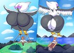 anthro beak big_breasts big_butt breasts butt crossgender duo feathered_wings feathers featureless_breasts female huge_breasts huge_butt hyper hyper_breasts hyper_butt male male/female mtf_crossgender smile thick_thighs wide_hips wings finalofdestinations nintendo pokemon pokemon_legends_arceus ride_braviary_(pokemon_legends:_arceus) accipitrid accipitriform avian bird eagle generation_8_pokemon hisuian_braviary hisuian_form human mammal pokemon_(species) regional_form_(pokemon) absurd_res digital_media_(artwork) hi_res