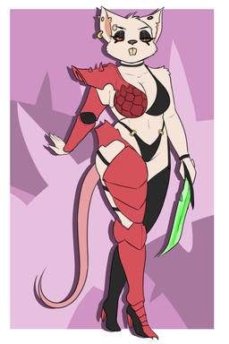 anthro armor big_breasts bikini breasts butt camel_toe clothed clothing cosplay crossover_cosplay female fur legwear looking_at_viewer makeup melee_weapon piercing simple_background solo swimwear sword tail thick_thighs two-piece_swimsuit weapon wide_hips blackbetty warhammer_(franchise) warhammer_40000 warhammer_fantasy drukhari mammal murid murine rat rodent skaven 2:3 absurd_res crossover hi_res