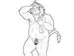 anthro balls belly flaccid genitals humanoid_genitalia humanoid_hands humanoid_penis kemono male moobs navel nipples overweight overweight_anthro overweight_male penis simple_background solo towel wet white_background oogamikennta felid lion mammal pantherine 2017 4:3 censored monochrome