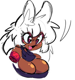 big_breasts breasts brown_body brown_skin cleavage clothed clothing cute_fangs eyelashes fangs female hair inner_ear_fluff long_ears missing_arm open_mouth simple_background solo teeth tuft white_background qwerty_soda unnamed_canine_goo_humanoid_girl_(qwerty_soda) animal_humanoid canid canid_humanoid canine canine_humanoid humanoid mammal mammal_humanoid 2022 bust_portrait digital_drawing_(artwork) digital_media_(artwork) hi_res portrait sketch
