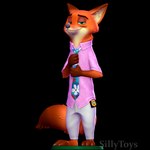 3d_modeling 3d_print anthro charming claws clothing fur green_eyes half-closed_eyes lowered_tail male narrowed_eyes orange_body pink_clothing pink_shirt pink_topwear shirt simple_background solo topwear sillytoys disney zootopia nick_wilde canid canine fox mammal 1:1 3d_(artwork) digital_media_(artwork) hi_res