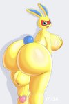 anthro areola backsack balls big_balls big_breasts big_butt big_penis black_nose breasts butt genitals gynomorph huge_butt intersex lipstick looking_at_viewer looking_back looking_back_at_viewer makeup mask nipples nude penis pink_lipstick pose solo yellow_body misx animal_crossing nintendo mira_(animal_crossing) lagomorph leporid mammal rabbit 2020 digital_drawing_(artwork) digital_media_(artwork) hi_res