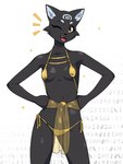 5_fingers anthro black_body black_fur breasts clothed clothed_anthro clothed_female clothing female fingers front_view fur looking_at_viewer navel nipple_outline one_eye_closed open_mouth open_smile panties simple_background small_breasts smile solo standing underwear white_background yellow_eyes nulia golden_week tarahe domestic_cat felid feline felis mammal 2025 digital_media_(artwork) hi_res